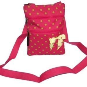 POLKA DOT LIME GREEN & PINK Crossbody Purse Bag